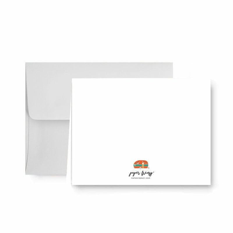 Paper Frenzy Tarjetas navideñas para acampar con sobres de papel kraft, paquete de 25
