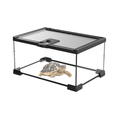 Reptilien- und Amphibienbecken, Kleintier-Lebensraum, Schildkrötenkäfig, Glasterrarium für Schildkröten, Geckos und Eidechsen, Kleintier-Lebensraum für Schlinge, Frösche und andere Reptilien