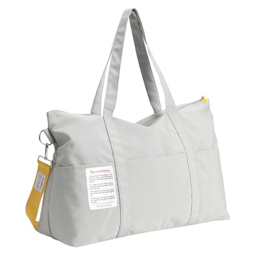 Shengxi Faltbare Reisetasche handgepäck, 50×20×35cm Reisetasche mit großer Kapazität Männer und Frauen, wasserdichte Reisetasche Langlebig, verschleißfest und Weich, Grau
