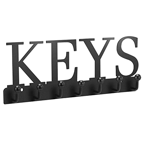 Hlwdflz Key Holder For Wall - Wall Mounted Key Hangers With 7 Key Hooks, Wall Decorative Organizer Rack For Entryway Mudroom Front Door Kitchen Hallway Office 10 X 4 Inches (Black Keys) #TOP7