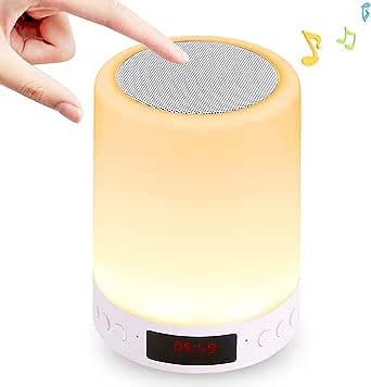Smart Touch Lamp Rechargeable Table Lamp Dimmable LED Night Light with Wireless Bluetooth-Speaker and Alarm Screen, Multi-Color Variation