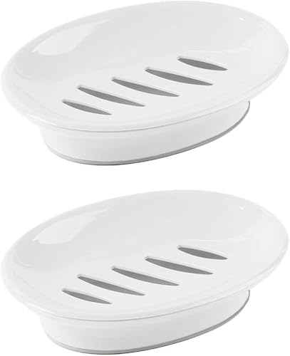 Timotech Paquete de 2 Jaboneras de Plástico con Drenaje, Porta Jabón para Baño y Cocina, Jabonera con Base Anti Derrames, Fácil de Limpiar, Ideal como Jabonera para Viaje o...