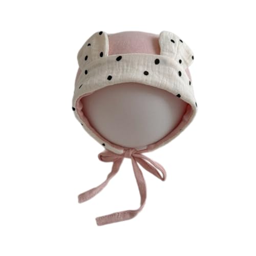ffgguuiic Baby Bonnet Hat with Earflaps for Boys Girls,Spring Autumn Infant Cotton Fetal Caps with Fashionable Decors Pink