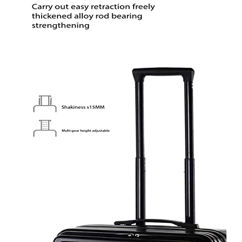 Small and Light Universal Silent Wheel Password Suitcase, Multi-Block Height Adjustable, 180 Degree Front Cover Fully Open Luggage,White-45 * 43 * 23CM (Black 48 * 45 * 24CM)3