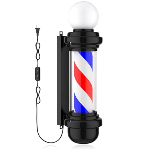 Barber Pole Light Cylindrical Hair Salon Barber Shop Classic Open Signboard Sign Wall Mounted LED Rotating Light