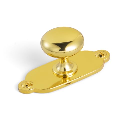 Image of Goo-Ki Gold Zinc Alloy Cabinet Knob with Backplate - Single Hole Center Cabinet Pull Hardware for Bedroom, Kitchen, 2 Pack(8611-G013)