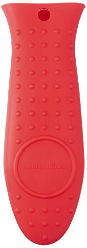 Amazon Basics Silicone Pot Holder Hot Skillet Rectangular Handle Cover for kitchen, Red, 5.6