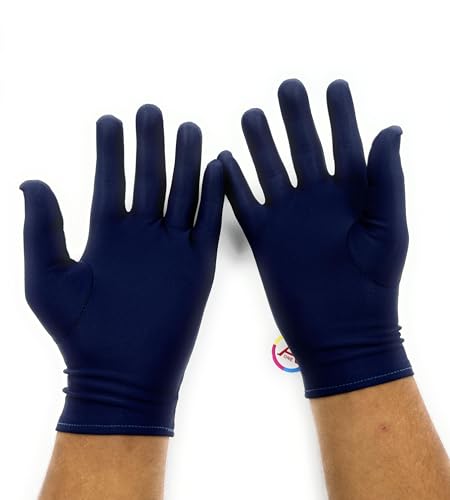 Image of Aone Premium Microfiber Lint Free Blue Hand Gloves 1 Pair Anti-Smear /Anti-Fingerprint for Quality Check /Scratch-free Handling for Jewellery /Diamond /Gemstone, Watch Boutique, Sun & Dust Protection