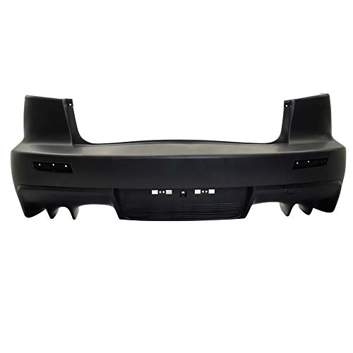 Rear Bumper Cover Compatible With 2008-2015 MITSUBISHI LANCER, EVO Style PP Rear Bumper Conversion Guard Protector Added On Bodykit by IKON MOTORSPORTS, 2009 2010 2011 2012 2013 2014