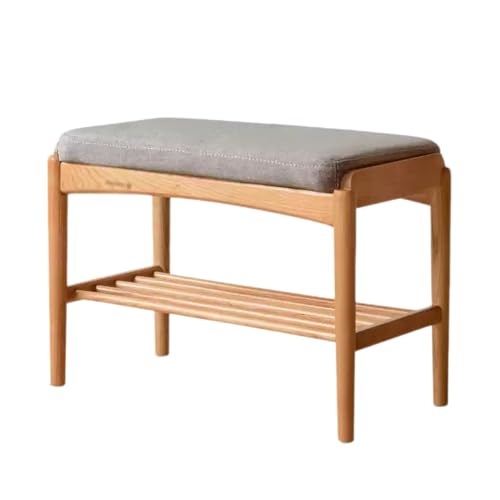 Banco de zapatos de madera con asiento acolchado y bordes redondeados, perfecto para entrada y sala de estar, elegante solución de almacenamiento (color 4, 60 x 30 x 42 cm)