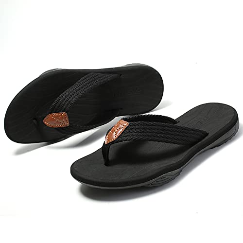 MGGMOKAY Herren Flip Flops Sandalen Bequeme Fußgewölbestütze Lässige Strandrutschen Schuhe,Schwarz,44 MGGMOKAY Herren Flip Flops Sandalen Bequeme Fußgewölbestütze Lässige Strandrutschen Schuhe,Schwarz,44