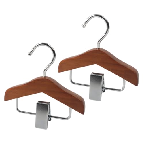 Unomor Dog Clothing Hanger 2pcs Mini Pet Hangers Wooden Clip Design Skirt Hangers for Small Dogs Fashionable Pet Mini Hanger