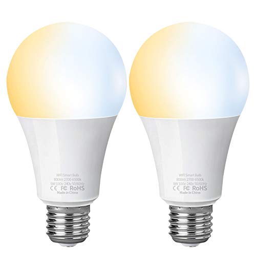 Alexa Smart Ampoules LED 2700K-6500K AISIRER WLAN E27 9 W 800 lm Ampoules compatibles avec Amazon Alexa Echo, Echo Dot, Google Home Intensité variable Blanc chaud et blanc froid Pas de hub nécessaire