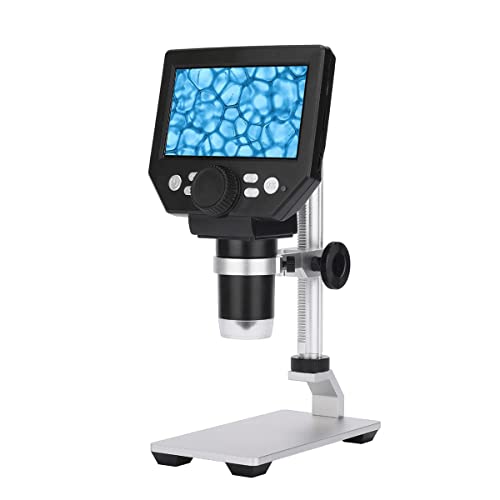 Microscope G1000 Digital Electron Microscope 4.3 Inch Large Base LCD Display 8MP 1-1000X Continuous Amplification(Metal stents)