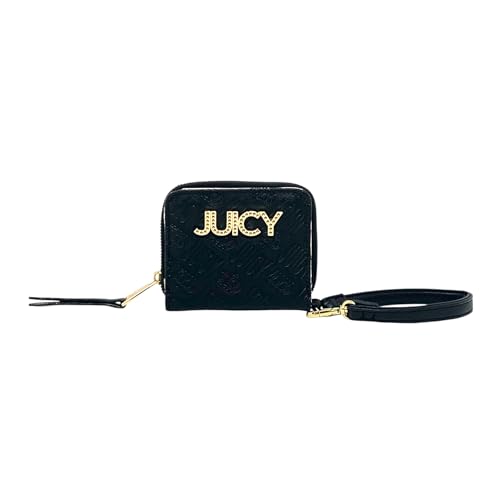 Juicy Couture Women's Bright Lights Small Zip Around Wallet with Wrist Strap in Deboss Liquorice