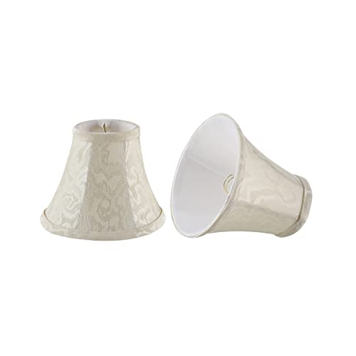 Aspen Creative 30286-2A, Bell Clip-On Chandelier Lamp Shade, Off-White, 3" Top x 6" Bottom x 5" Slant Height, Set of 2