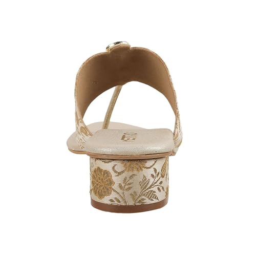 Image of Metro Women Ethnicwear Beaded Block Heel Sandal