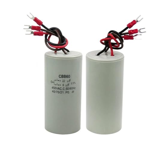 1 condensador doble de tres cables CBB60 450 V CA 22 UF + 6 UF for motor de grúa, cesta de elevación, condensador de arranque de grúa.