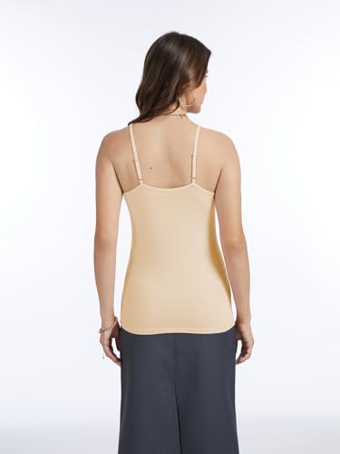 Image of Air Curvey 4 Pack Camisole Tops for Women Basic Undershirt Tanks Adjustable Spaghetti Straps Camis Seamless Soft Layering Top