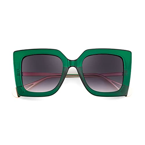 FEISEDY Sunglasses Womens Trendy, Oversized Square Shades, Pearl Inlay Cat Eye Frame UV400 Protection B26253