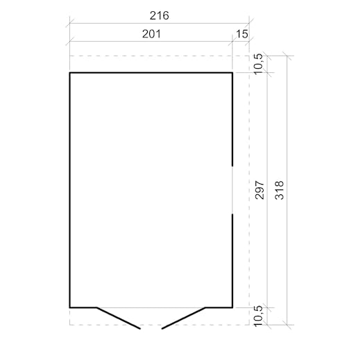 Holz Gartenschuppen (ohne Seitenwand) - Abstellkammer mit Fenstern - H244x211x318 cm/6 m2 Naturholz-Shiplap-Schuppen - Gartenwerkstatt - Fahrrad- Geräteschuppen TIMBELA M339