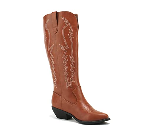 Soda COWBOY ~ Women Western Stitched Pointe Toe Mid Heel Tall Shaft Fashion Boots4