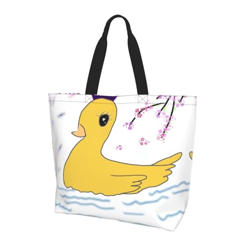 Versatile: questa piccola borsa tote con stampa di anatra gialla è adatta per shopping, lavoro e altre occasioni quotidiane, combinando estetica, praticità e comfort.