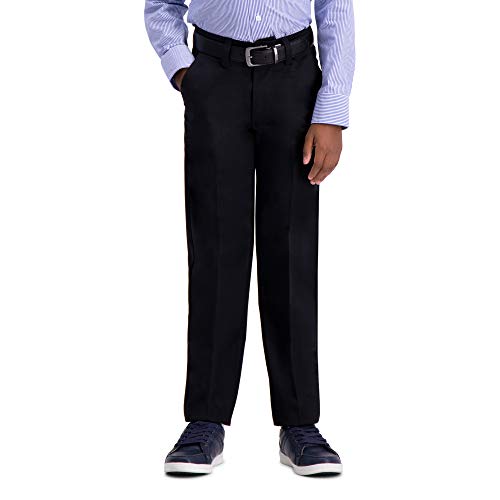 Haggar boys Boy's Youth Slim 8-20 Premium No Iron Khaki Casual Pants, Black, 18 Slim US