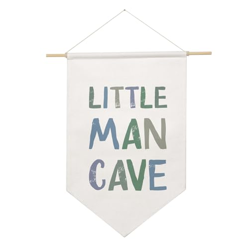 Image of Little Man Cave Hanging Banner, Nursery Wall Art Banner, Kids Room Decor, Nursery Wall Decor, Hanging Banner, Little Man Cave Sign, Kids Wall Art, Boys Room Decor