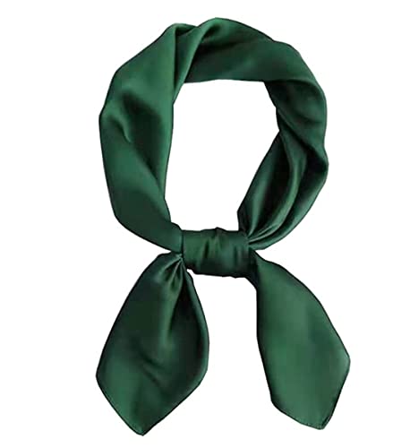 pure color square scarf head scarf neckerchief for Women 27 by 27 Inch (green)