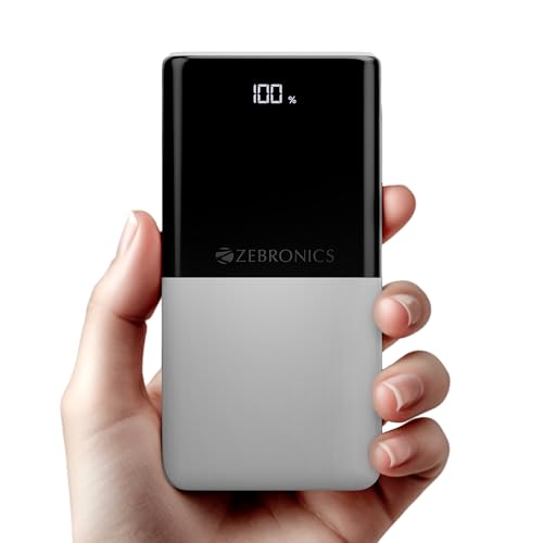Image of ZEBRONICS EnergiPod 10R1, Power Bank, 10000 mAh, 22.5W Super Fast Charging PD 3.0 (PPS), Dual Type C & USB Port, LED Percentage Indicator, for iPhone, Android, Tablets, Airpods (White)