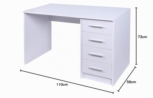 Meuble de bureau blanc gain de place avec 4 tiroirs Bakaji - 3