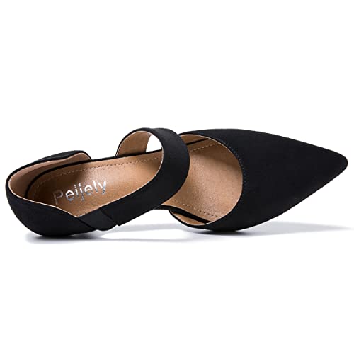 Women's Closed Pointed Toe Heels Strap D'Orsay Kitten Heel Slip On Dressy Pumps4