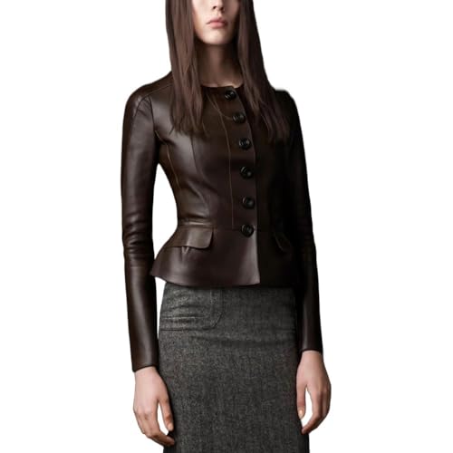 Genuine Sheepskin Leather Vintage Stunning Dark Brown Jacket for Women