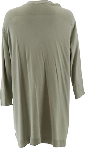 Belle Kim Gravel Feather Knit 3/4 Slv Cardigan A378741 Sage #TOP2