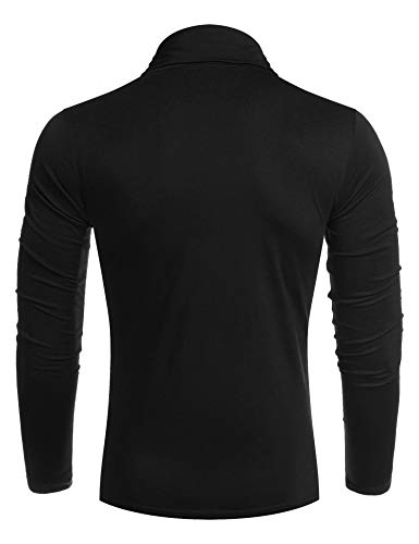 COOFANDY Men's Casual Slim Fit Turtleneck Long Sleeve T Shirts, Black, XL - image 9