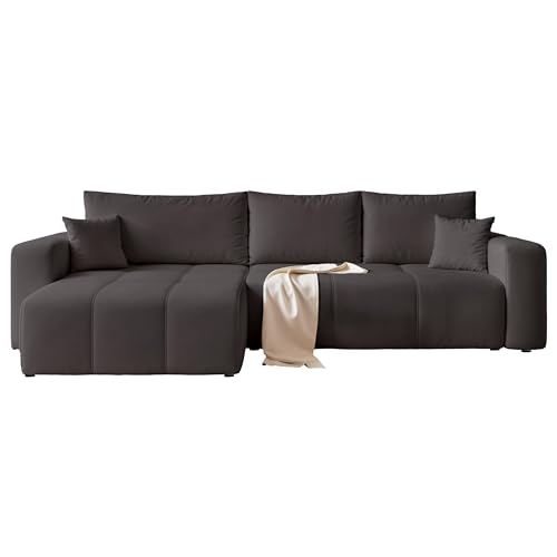 IDOHOME Modern L-Form Ecksofa mit Schlaffunktion und Bettkasten, 278x145x79 cm, Liegefläche 125x232 cm, freistehend, für 4 Personen