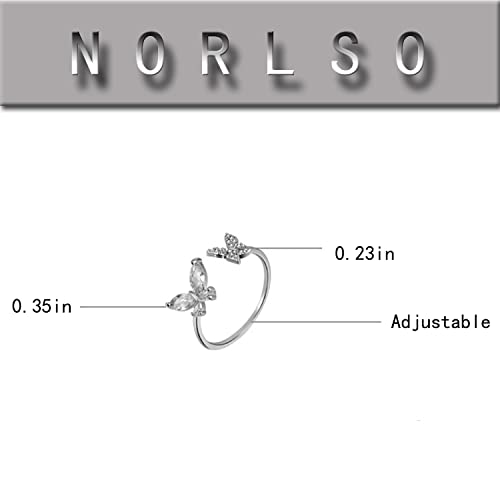 Silver Butterfly Ring - Dainty Crystal Zircon Open Adjustable Statement Ring - Cute Promise Engagement for Women Bride4