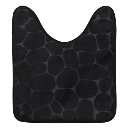 Tendance - Tapis Contour WC Mémoire de Forme Microfibre Galet 45x50 cm - Noir - Salle de Bain - Tapis