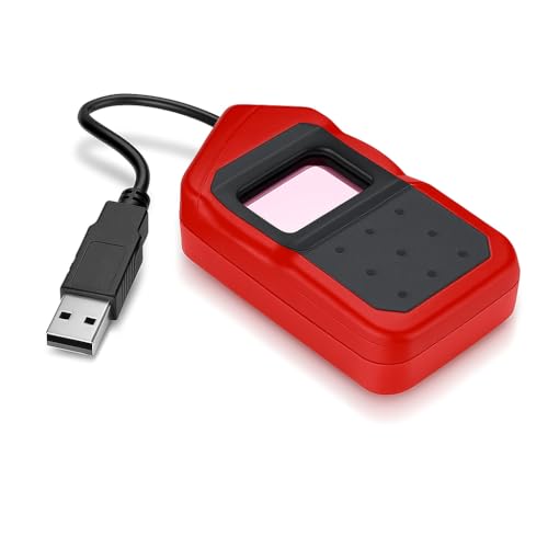 Image of Morpho MSO-1300 E3 RDL1 Biometric Fingerprint Scanner with RD Service, USB Connectivity, Red 1 Year Warranty