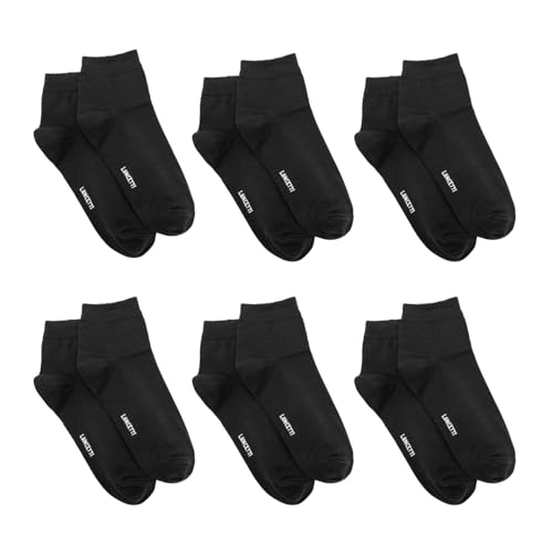 LANCETTI - 3 o 6 pares de calcetines cortos para niño y niña de algodón hilo de Escocia, transparentes y cómodos - Varios colores disponibles, Negro , 35-39