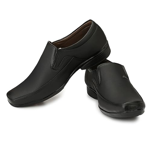 Image of Boldstar Synthetic Leather Black Formal Shoes Slip On for Men (Black)