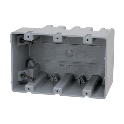 Image of Southwire Electrical Box for Light Fixture, 42lb Support, Depth Adjustable, Three Gang, Gray, MSB3G