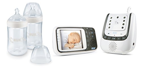 NUK 10225149 Babyphone Video und Nature Sense Set, 1 x NUK Babyphone Eco Control+ Video, 2 x NUK Nature Sense Flaschen