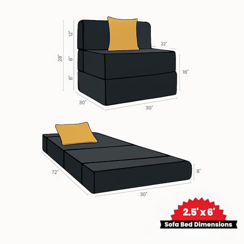 Image of CELLBELL Comfy Sofa Cum Bed 2.5x6 Feet | Foldable Dual Use Couch Bed with Soft Cushions, Washable Fabric Cover & Sturdy Frame | Space Saving Modern Design for Living Room, Bedroom & Guest Use (Grey)