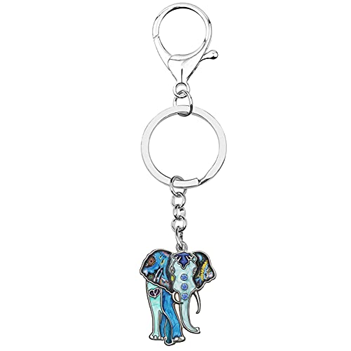 WEVENI Alloy Jungle Blue Elephant Keychain for Women Girls Enamel Jewelry Bag Car Purse Charms (Blue)4