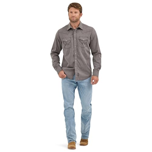 Wrangler Dusty Brown Retro Premium Men's Western Snap Solid Shirt 1123682193