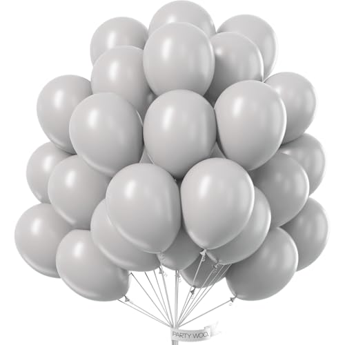 Image of PartyWoo Gray Balloons 50pcs Matte Grey Latex Helium Balloons 12 Inch