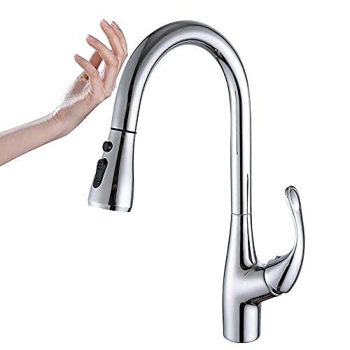 Rubinetti, Rubinetto per lavello da cucina per bar Agriturismo commerciale, Rubinetto da cucina con sensore touch intelligente estraibile in ottone, Rubinetto per acqua da cucina con sensore, Gru