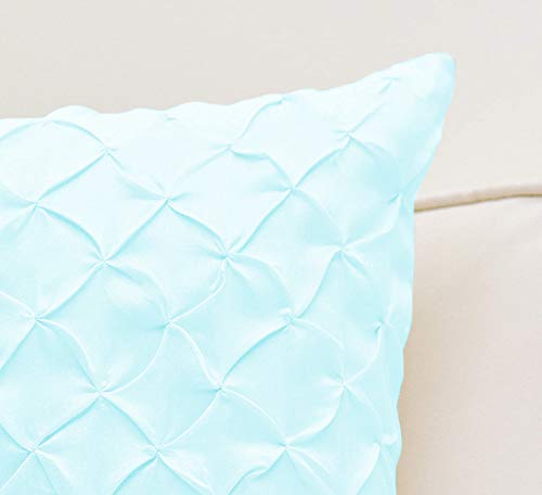 Image of YRM Bedding's Aqua Blue 600-TC Oraganic Cotton 5 Piece Pinch Pleated Decorative Cushion Covers (16 inchx16 inch)
